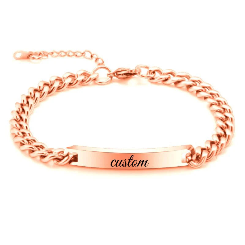 Fashion Men Custom Name ID Bar Bracelet Valentine Gift Stainless Steel Chain Bracelets For Male Personalize Jewelry Wholesale