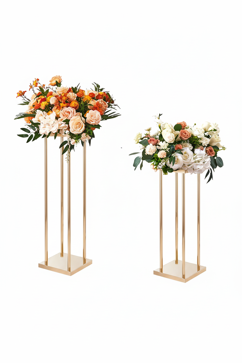 Deux supports floraux dorés