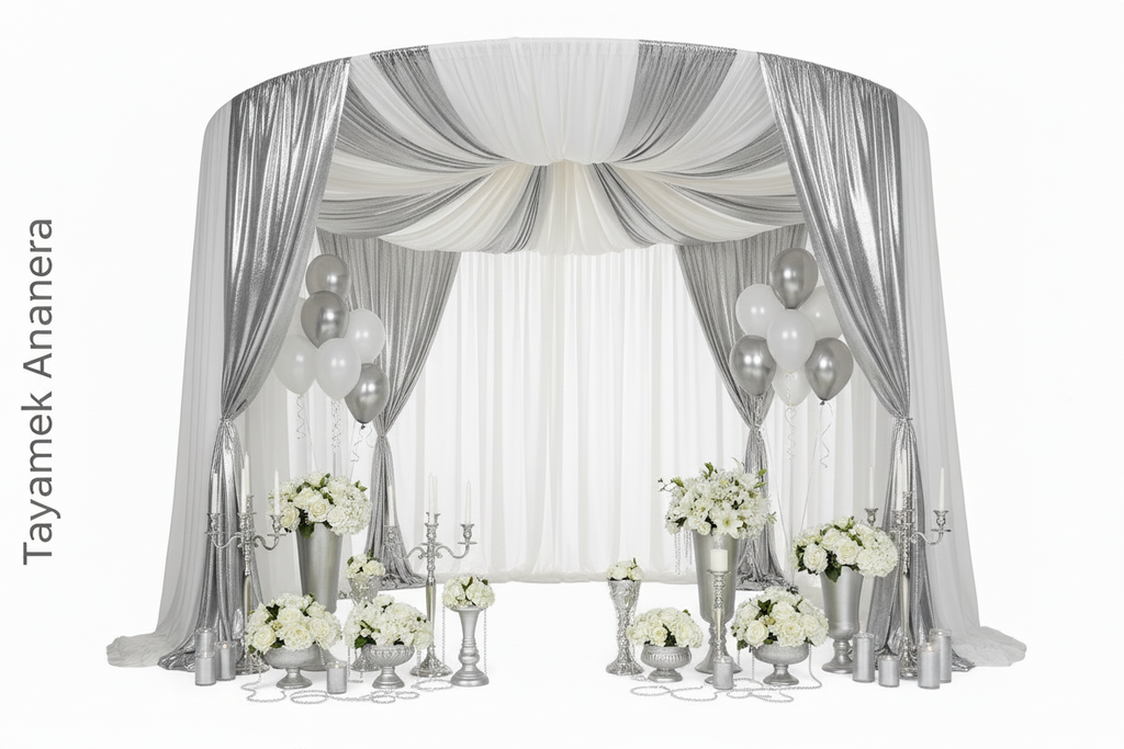 Drapés plafond argentés