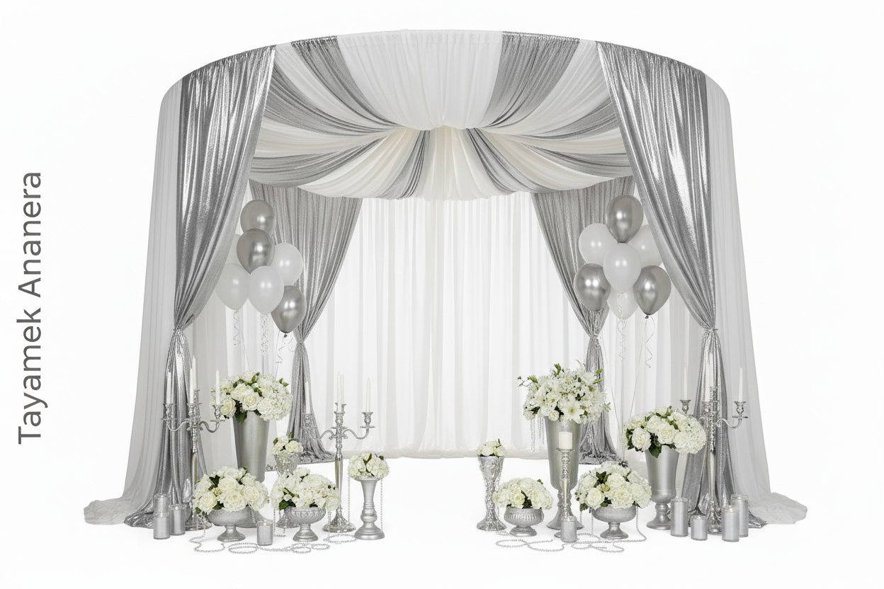 Drapés plafond argentés