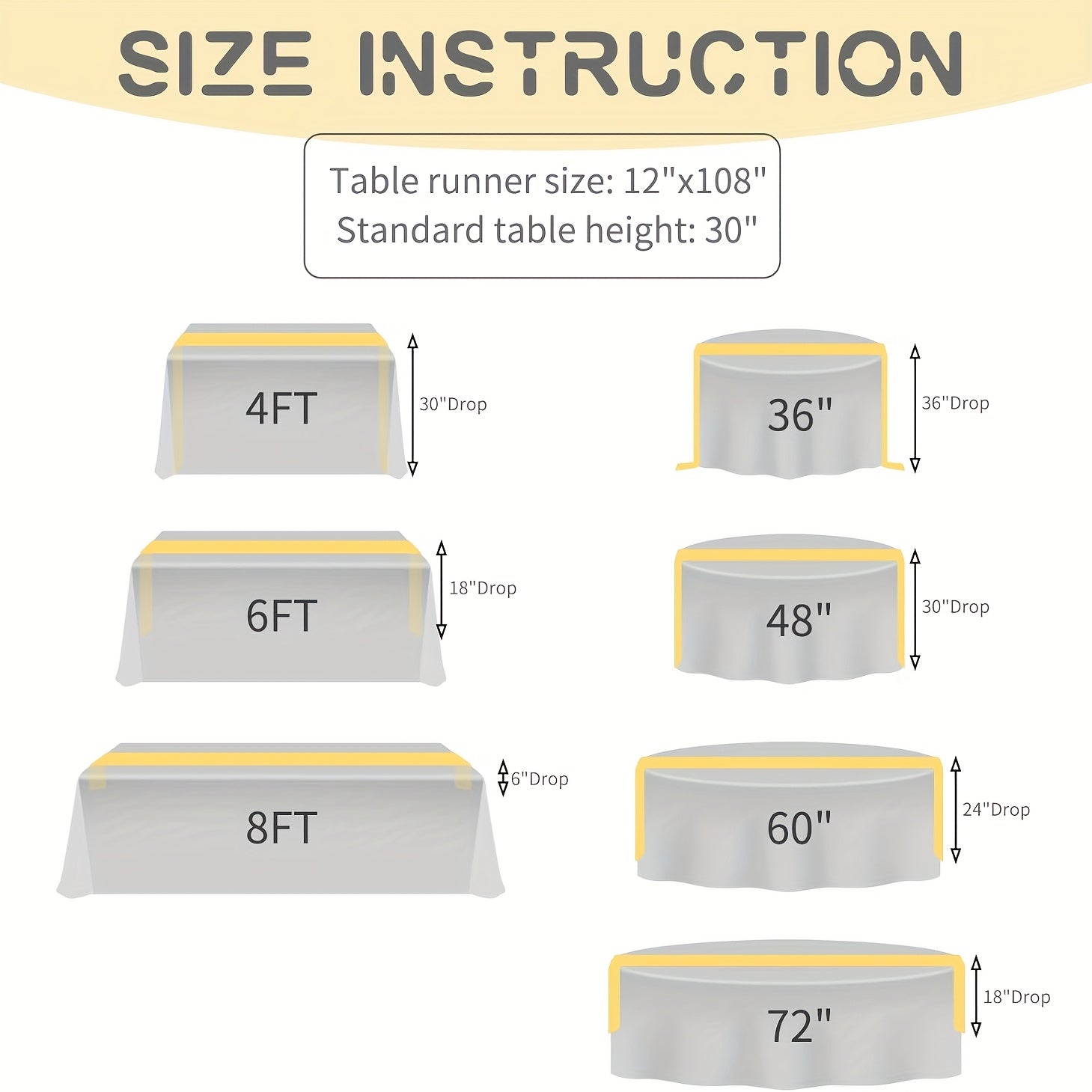 7pcs Satin Tablecloths, 12x108 Inches | Smooth Polyester Fabric, Ideal for Weddings, Birthday Parties, Banquets, Hotel Events, Decorates Rectangular and Round Tables