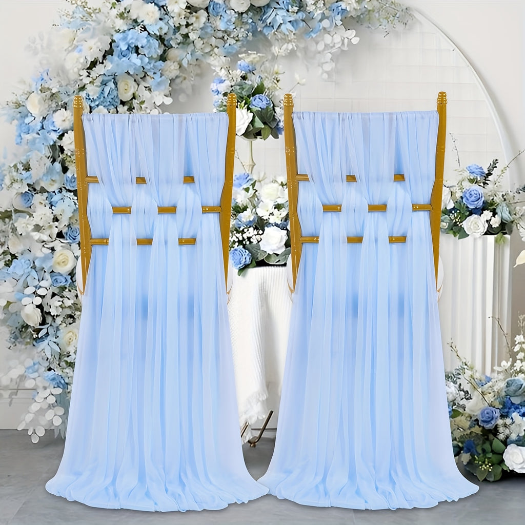 50pcs Chiffon Chair Sashes - Elegant Gauze Bow Ties for Wedding, Banquet & Church Decor (7.8x108 inches)