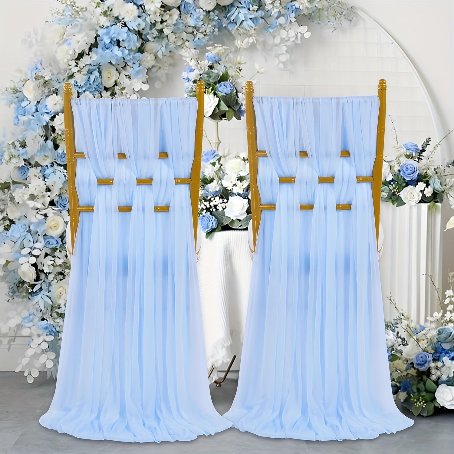 50pcs Chiffon Chair Sashes - Elegant Gauze Bow Ties for Wedding, Banquet & Church Decor (7.8x108 inches)