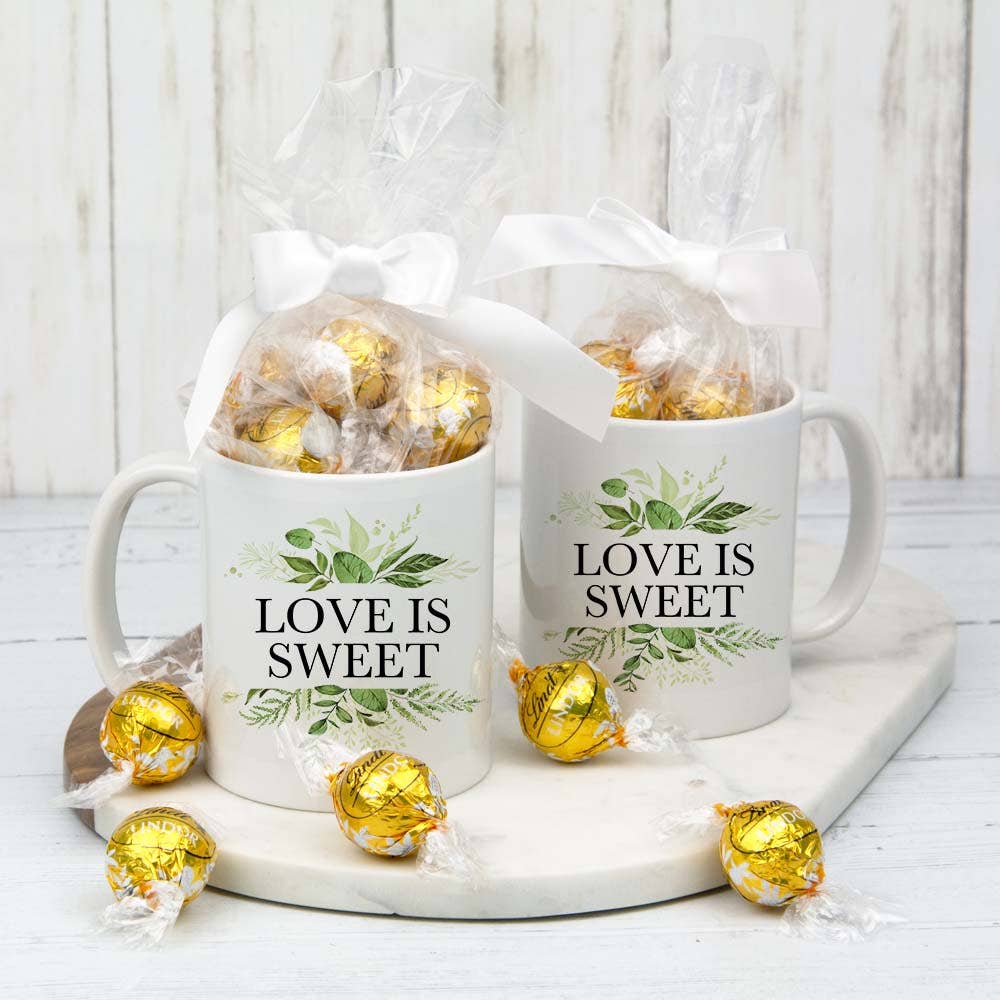 Love is Sweet Wedding Mug Filled with Golden Lindor White Chocolate Truffles