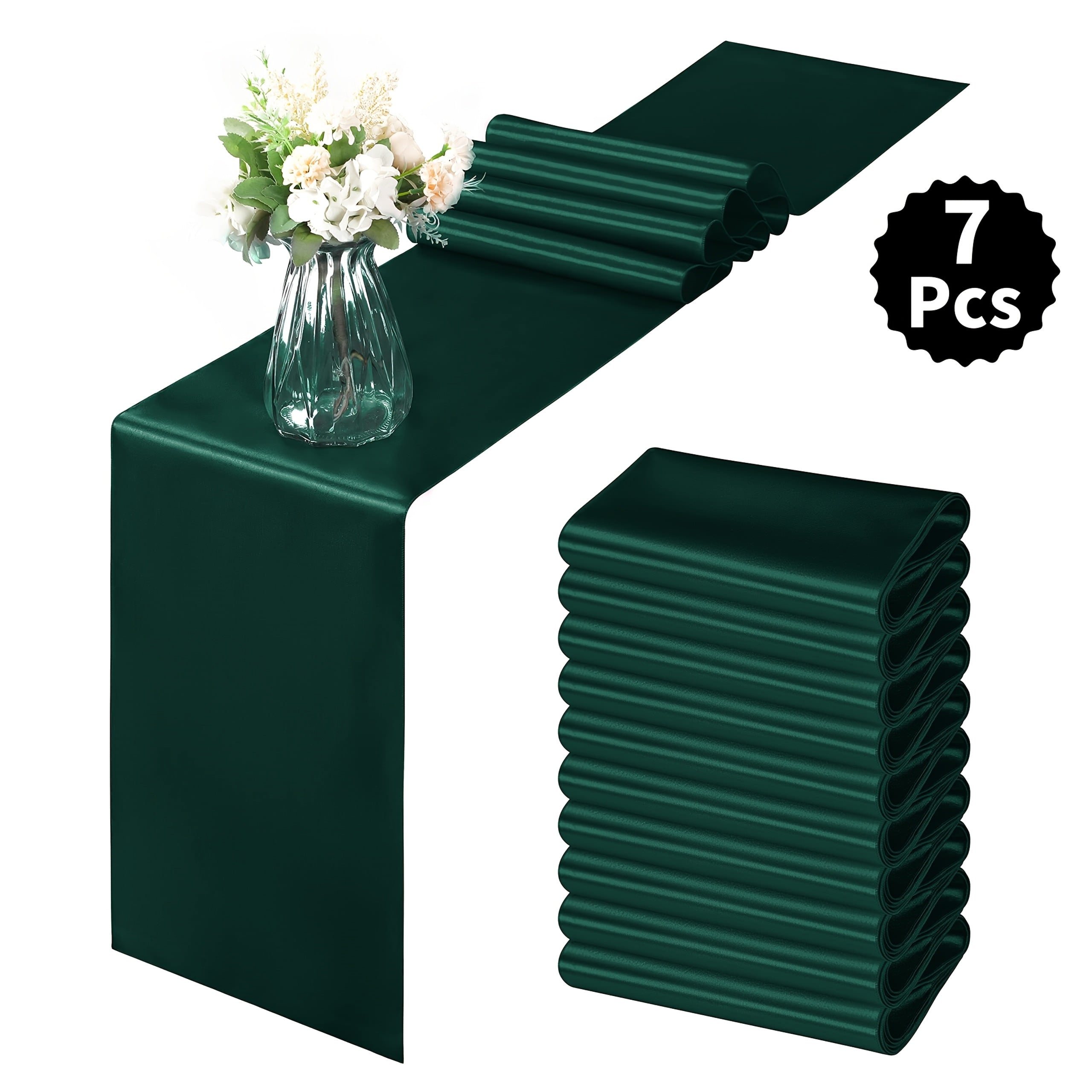 7pcs Satin Tablecloths, 12x108 Inches | Smooth Polyester Fabric, Ideal for Weddings, Birthday Parties, Banquets, Hotel Events, Decorates Rectangular and Round Tables