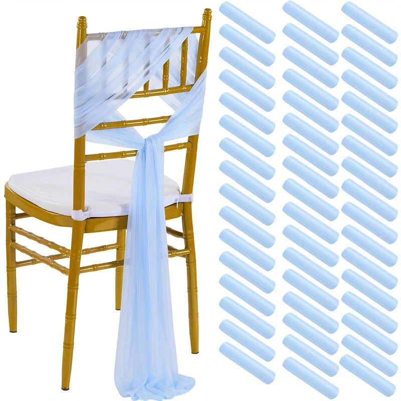 50pcs Chiffon Chair Sashes - Elegant Gauze Bow Ties for Wedding, Banquet & Church Decor (7.8x108 inches)