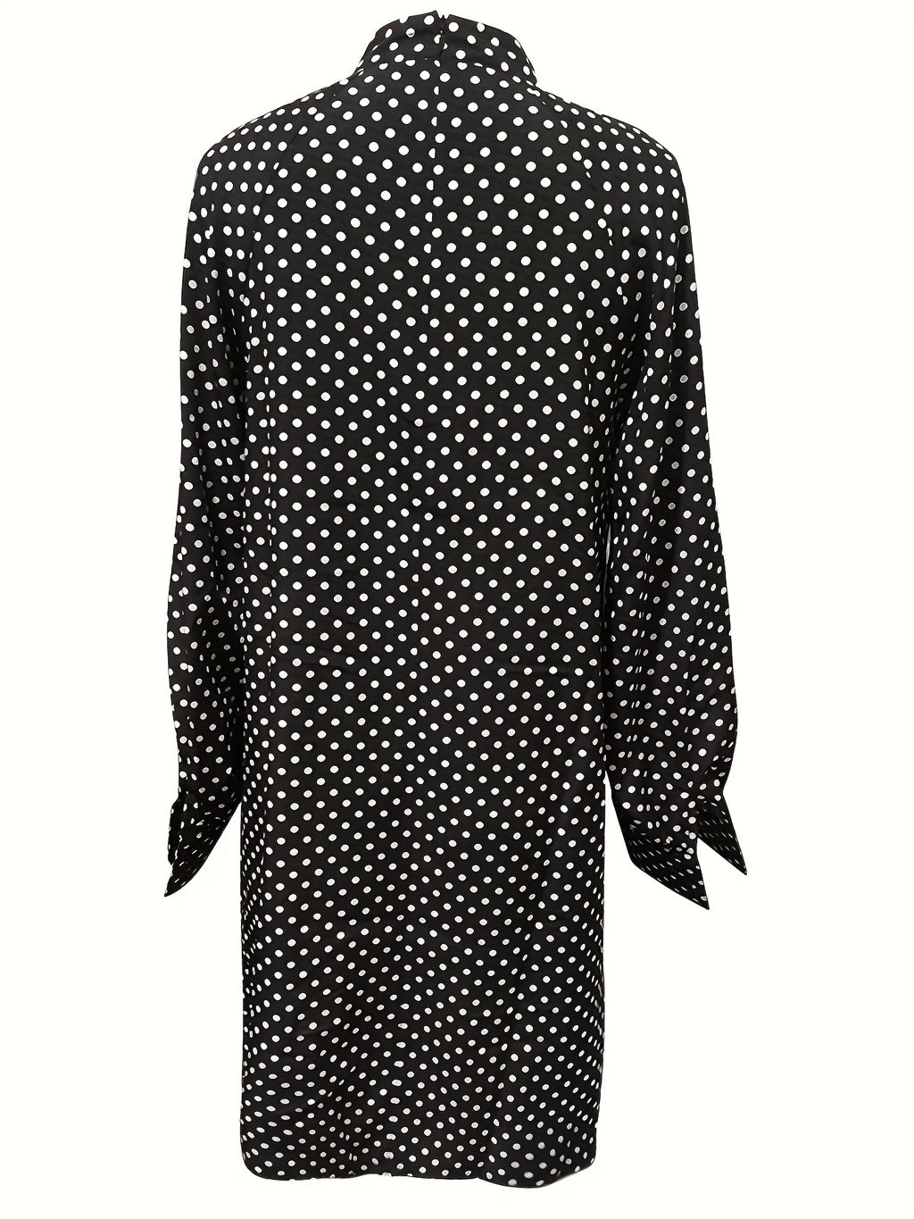 Polka Dot Short Dress - Elegant High Neck Style