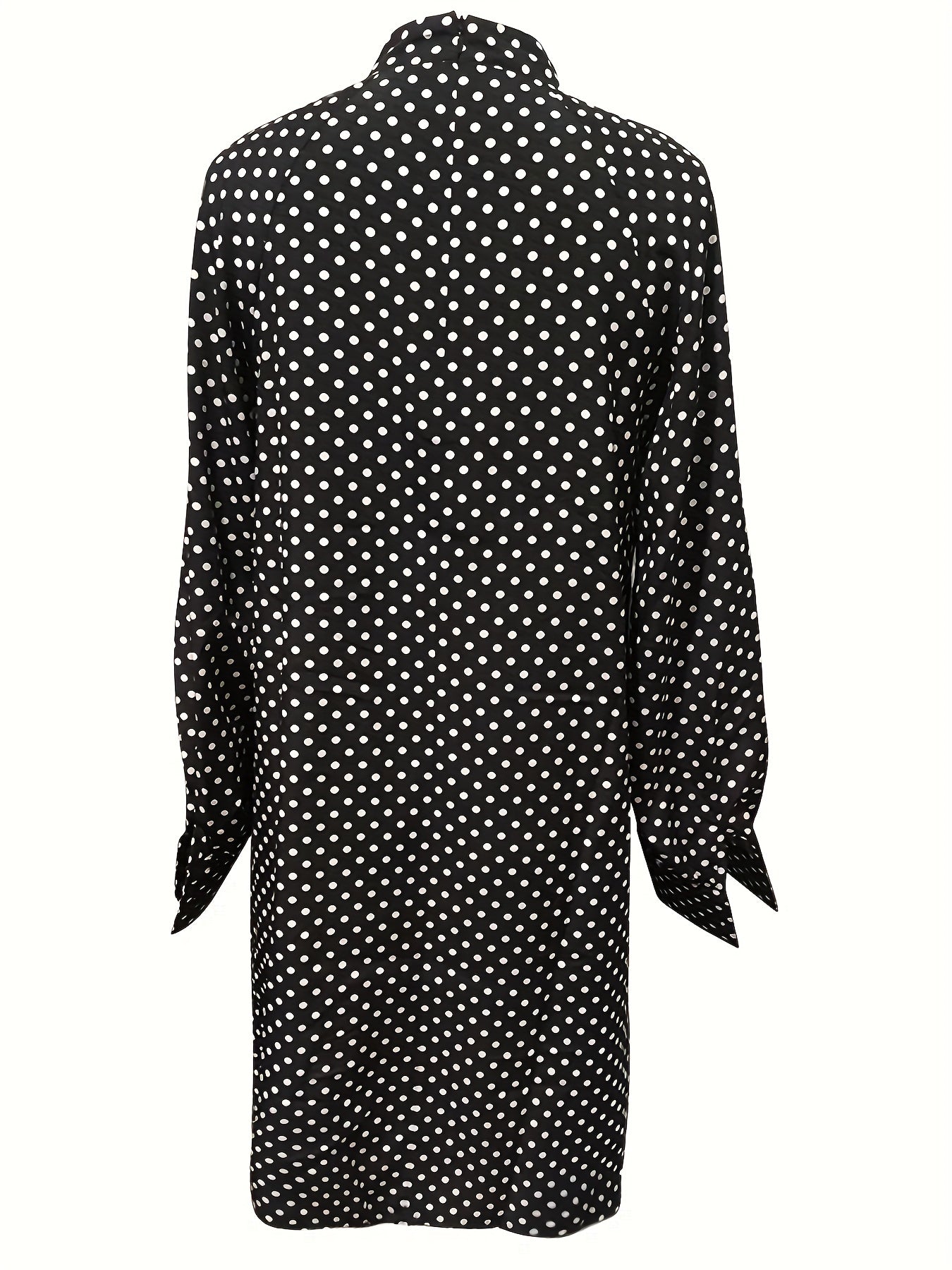 Polka Dot Short Dress - Elegant High Neck Style