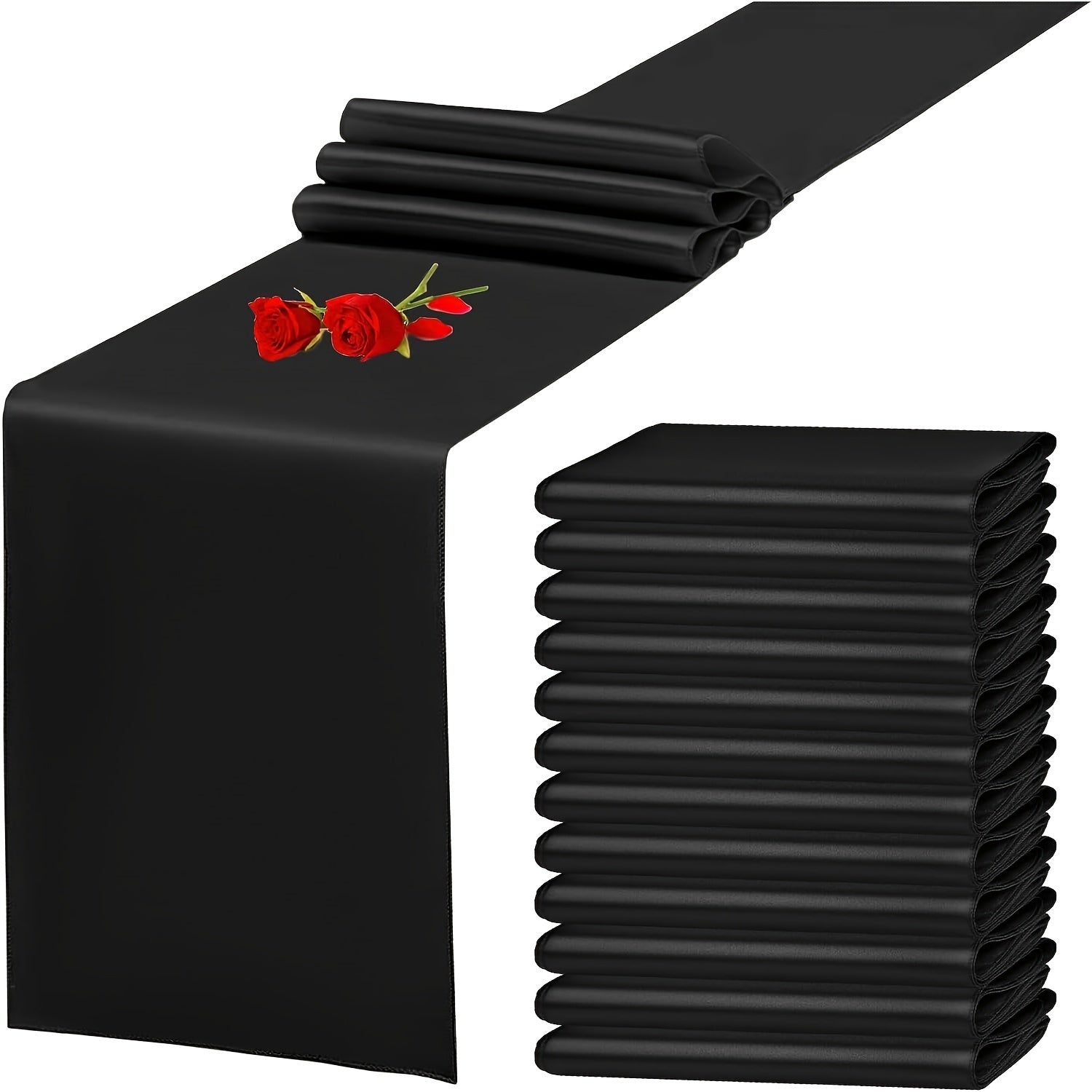 6/12pcs Satin Table Runners, 11.02 x 108.27 inch, Rectangular Polyester Table Runner for Halloween, Christmas, New Year, Wedding Receptions, Bridal Showers, Banquets, Graduation Ceremonies, Birthday Parties, Available in Mult