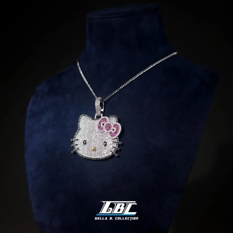 Kawaii Sanrios HelloKitty New Necklace Full Drill Pendant Collarbone Chain for Women Sparkling Crystal Birthday Valentine Gift