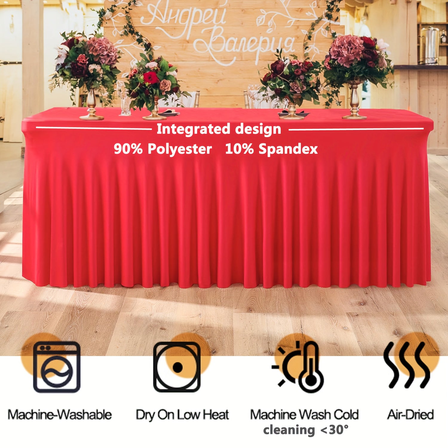 One Piece of Spandex Elastic Tablecloth, Wrinkled Table Cover, Suitable for Parties And Events, Skirted Tablecloth, Banquet Table Cover, Ideal for Weddings, Birthdays, Gatherings, Meetings, Outdoor Events