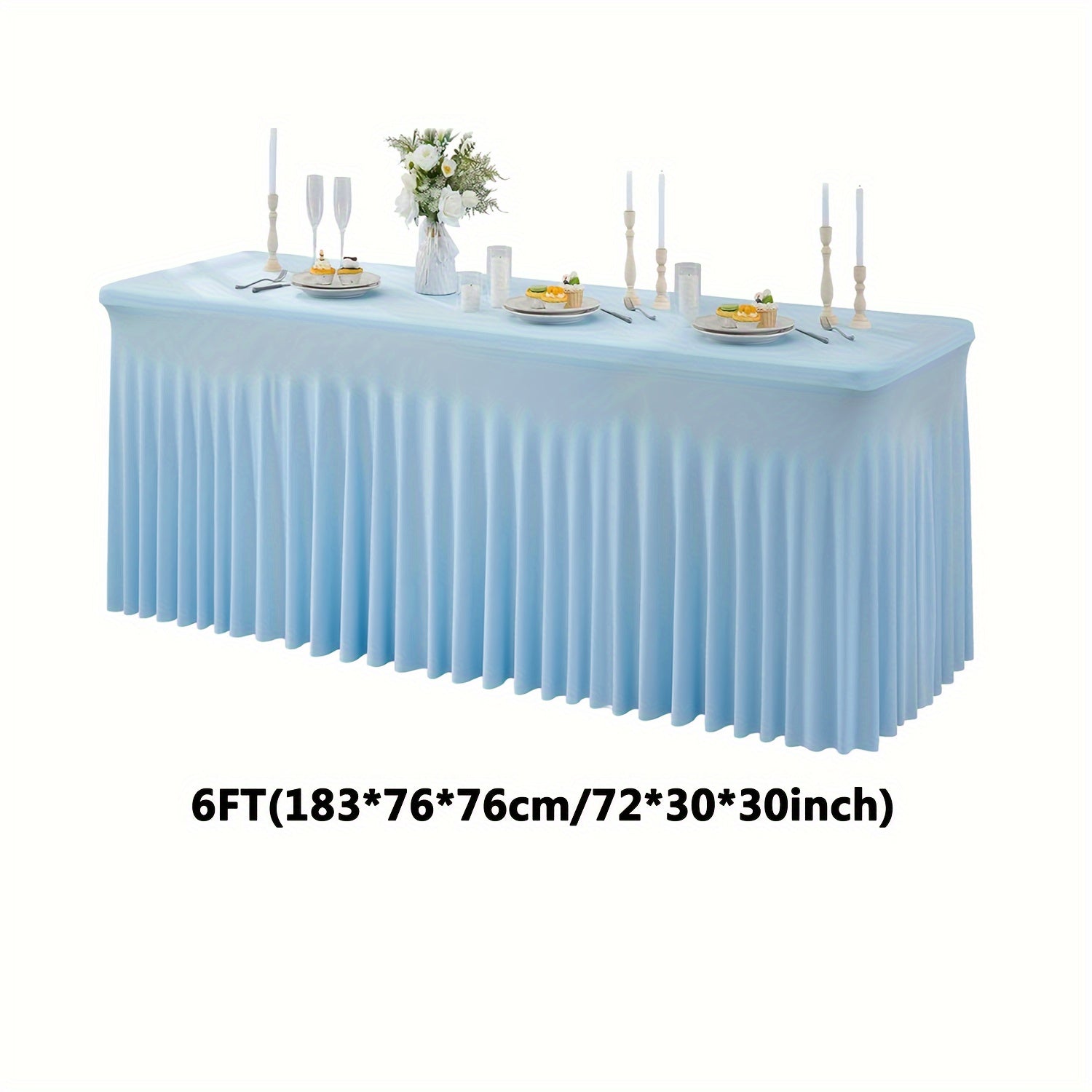 One Piece of Spandex Elastic Tablecloth, Wrinkled Table Cover, Suitable for Parties And Events, Skirted Tablecloth, Banquet Table Cover, Ideal for Weddings, Birthdays, Gatherings, Meetings, Outdoor Events