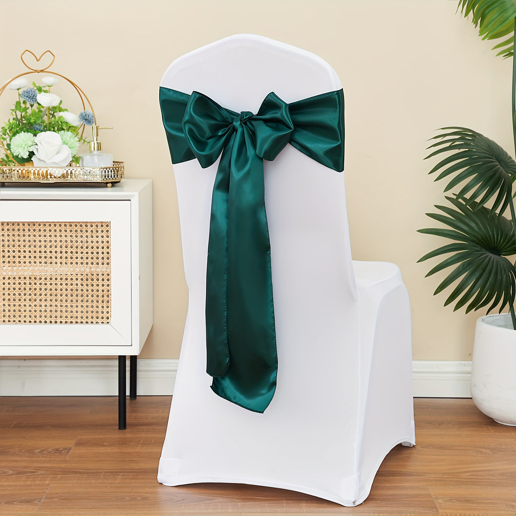 20pcs Satin Chair Curtain Bow, Elegant Streamer, Bowknot, Satin Sashes, Chair Sashes for Decorating, Universal Chair Streamer Ribbon for Weddings, Banquets, Restaurant, Parties, and Events, Suitable for Christmas, Valentine's