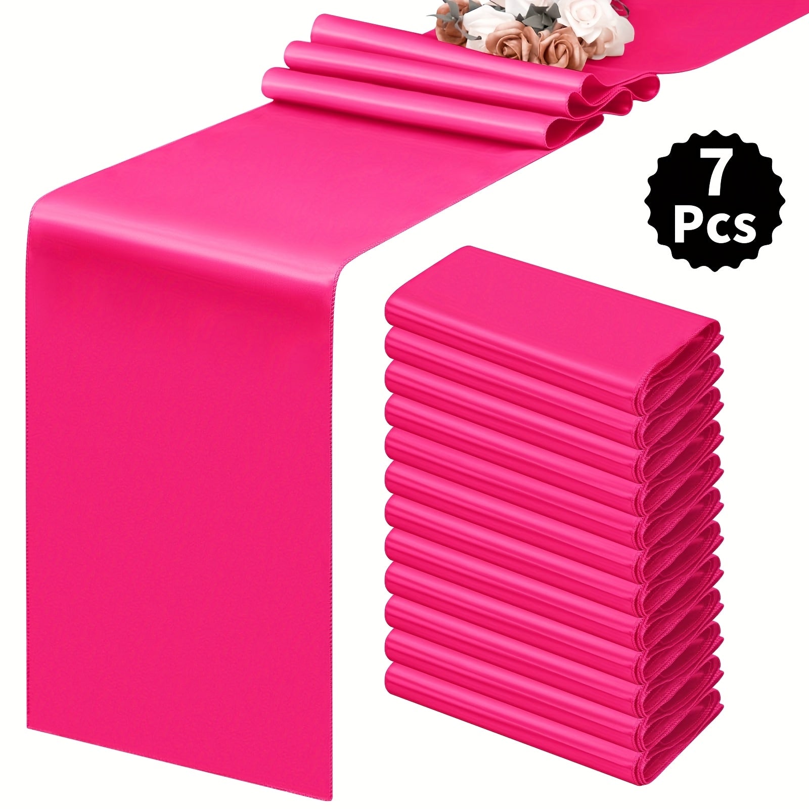 7pcs Satin Tablecloths, 12x108 Inches | Smooth Polyester Fabric, Ideal for Weddings, Birthday Parties, Banquets, Hotel Events, Decorates Rectangular and Round Tables