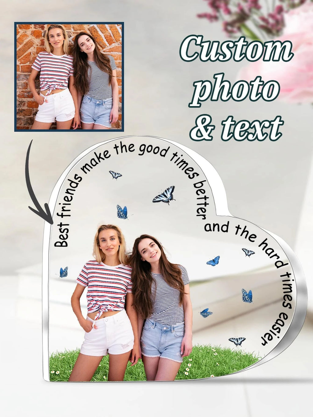 1 Piece Custom Heart Shaped Acrylic Plaque Couple Photo Name Personalized Gift For Valentine Wedding Anniversary Christmas Home