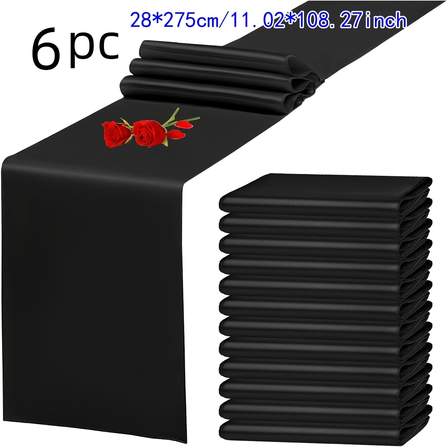 6/12pcs Satin Table Runners, 11.02 x 108.27 inch, Rectangular Polyester Table Runner for Halloween, Christmas, New Year, Wedding Receptions, Bridal Showers, Banquets, Graduation Ceremonies, Birthday Parties, Available in Mult