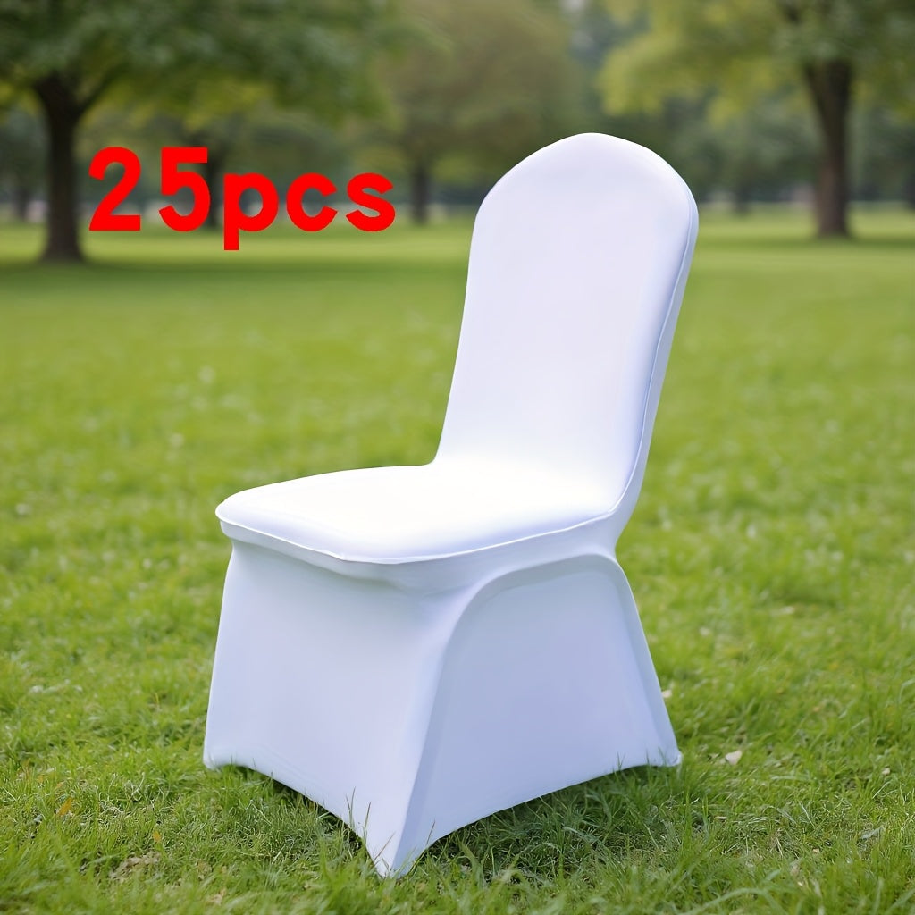 13pcs 25pcs of Elastic Chair Cover Black White Elastic Spandex Banquet Chair Protective Cover Anti-Scratch Anti-Grab Chair Cover Wedding Banquet Party Business Event Chair Decoration Cover
