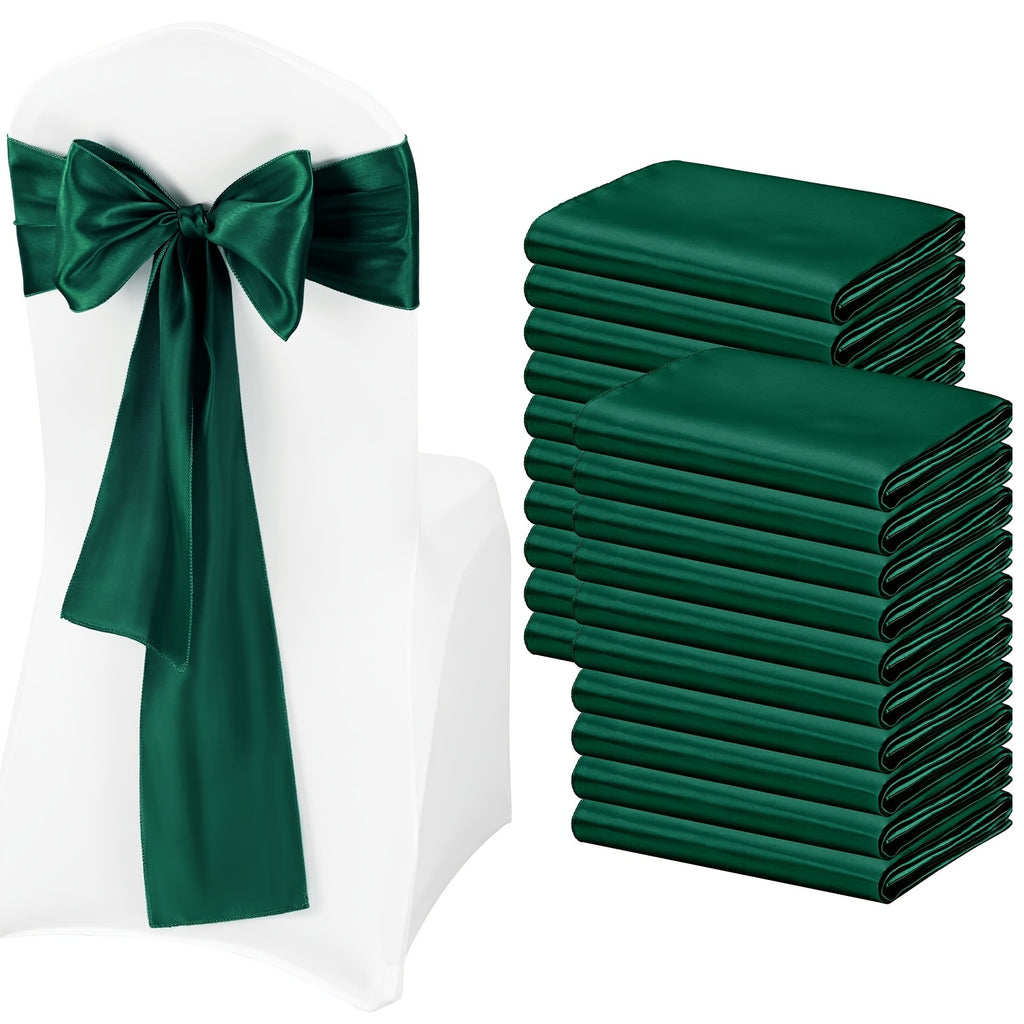 50pcs Satin Chair Sashes - Elastic Band Ribbon Bows for Wedding, Banquet & Party Decoration (7x108 inch)