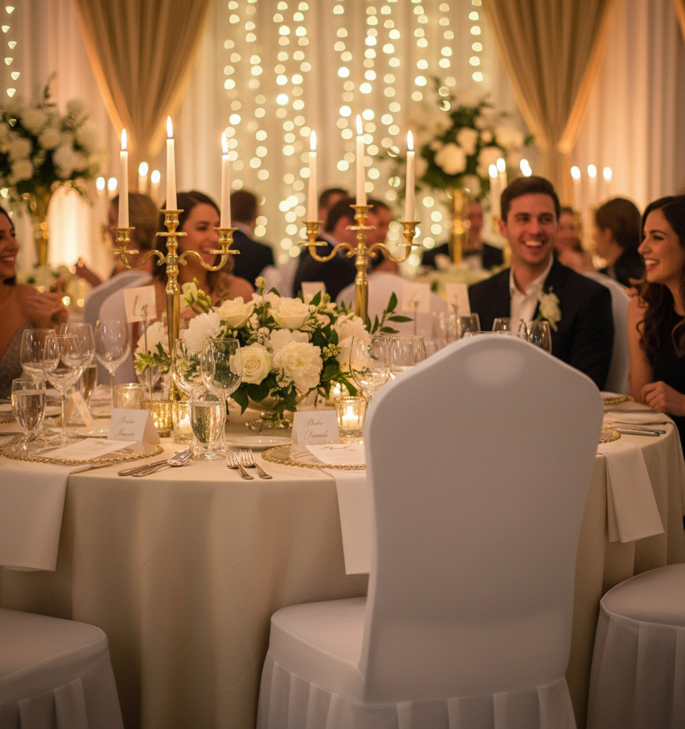 Housse de chaise avec décoration de fête
