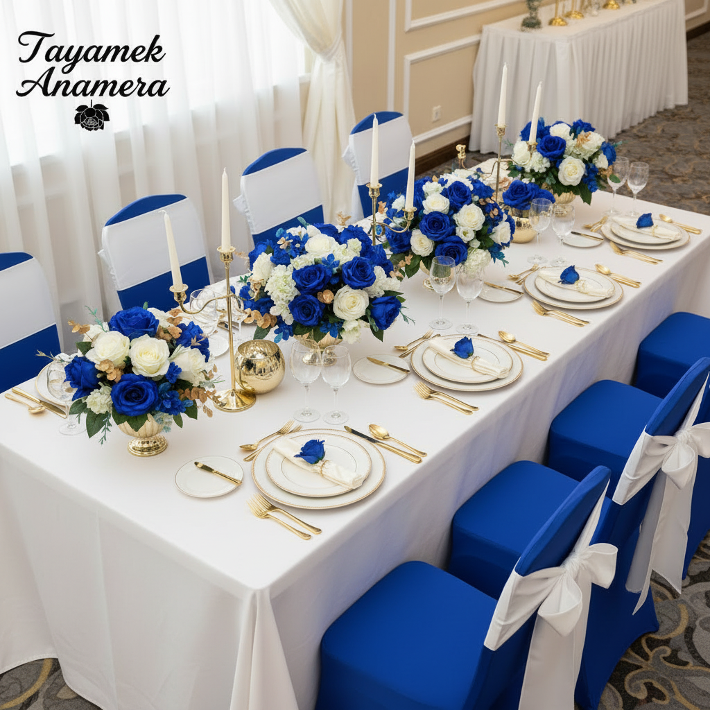 Artificial Rose Rental - Royal Blue & White (Per Stem)