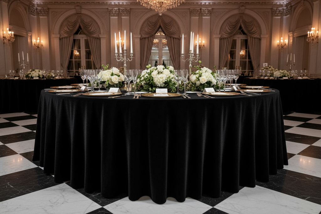Nappe ronde noire 120 pouces
