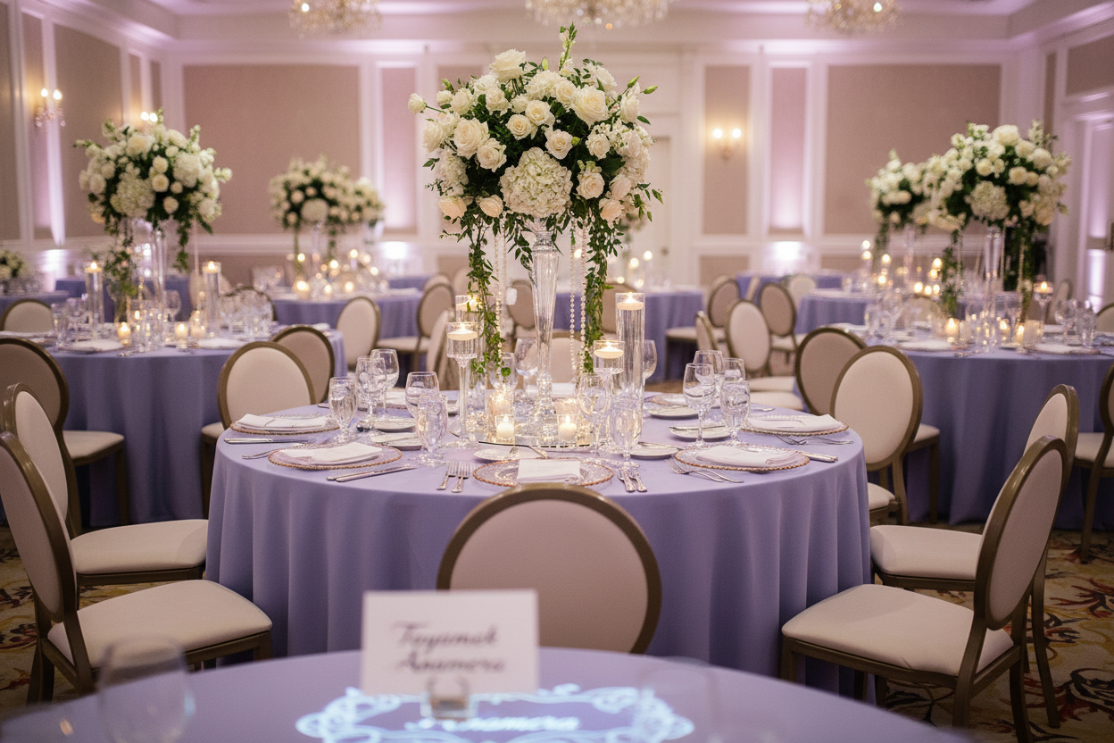 120 Inch Round Tablecloth Lavender - Polyester Fabric Table Cover