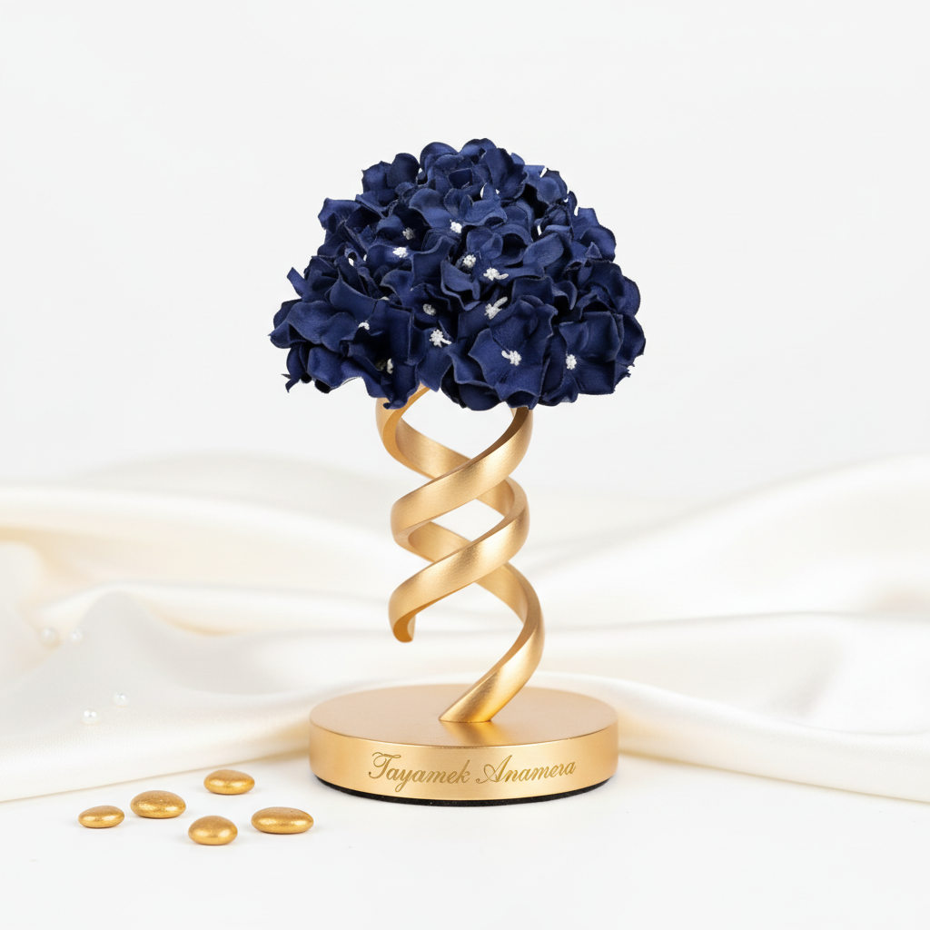 Navy Blue Flower on Tayamek Anamera Ring Holder