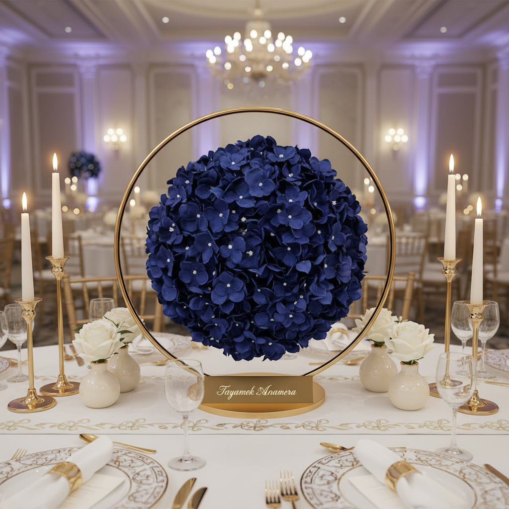 Navy Blue Flowers Wedding Centerpiece - Tayamek Anamera