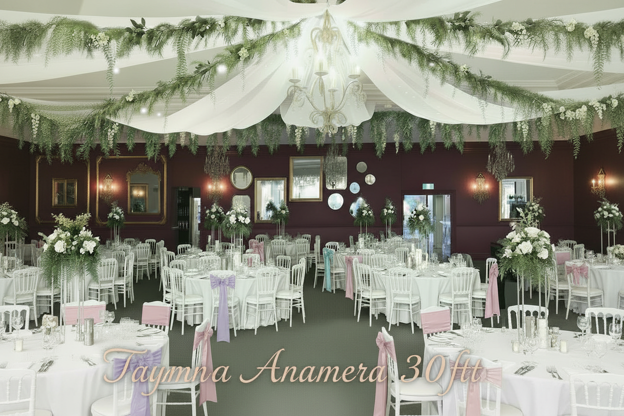 Panneaux mousseline blancs plafond mariage