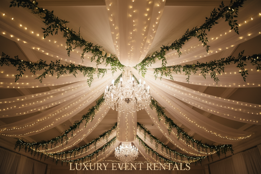 Panneaux mousseline ivoire avec lustre