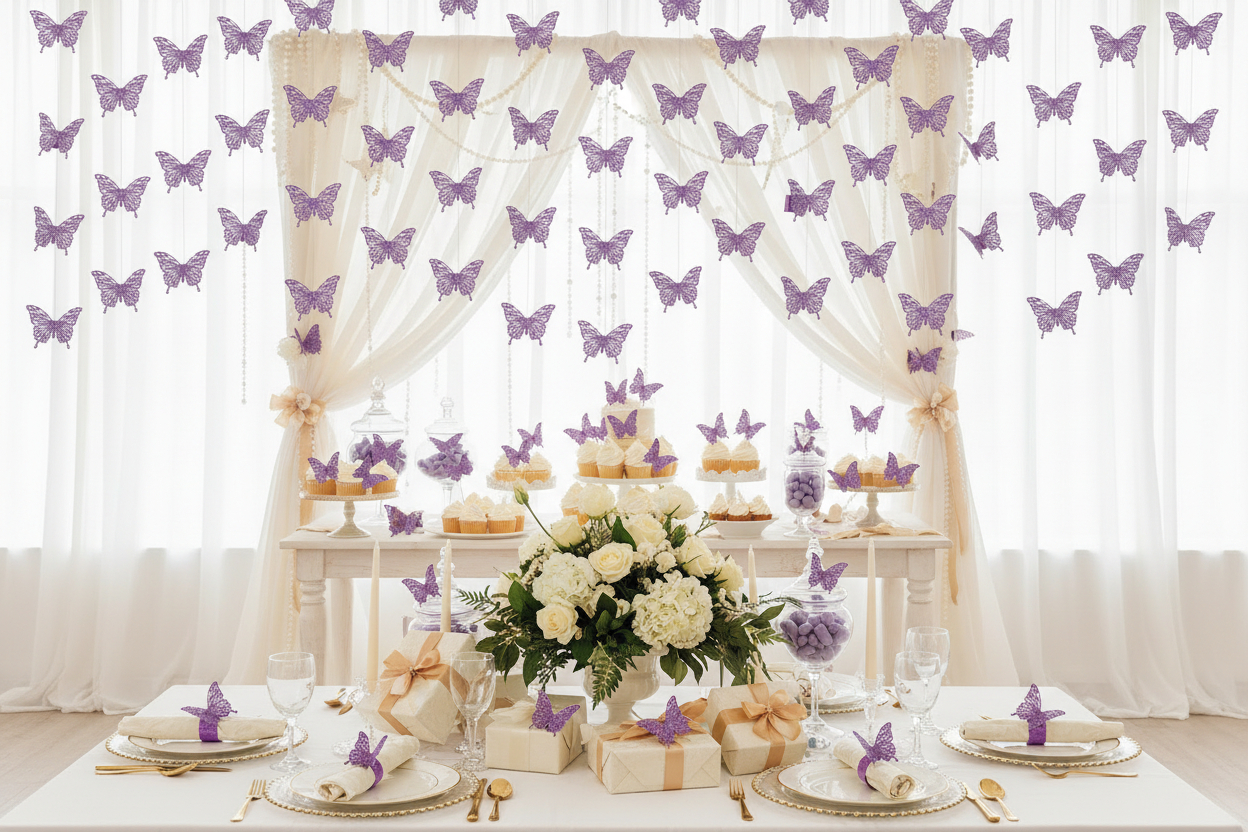 Papillons violets côté