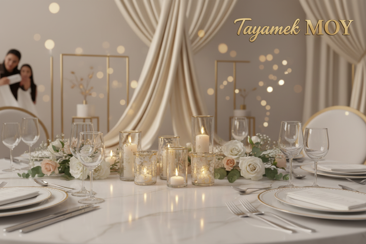 Photophores en verre sur table