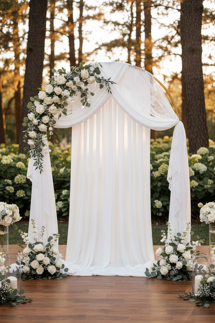 Rideau blanc au centre de l'arc