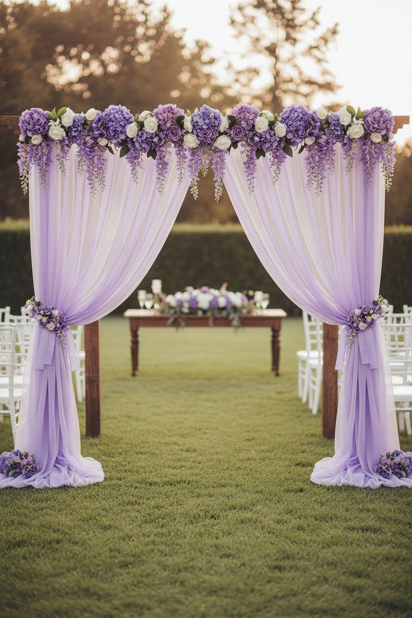 Rideaux violets backdrop événement