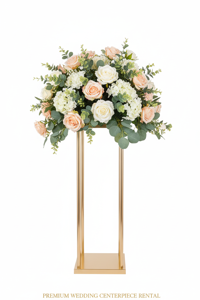 Support floral doré roses