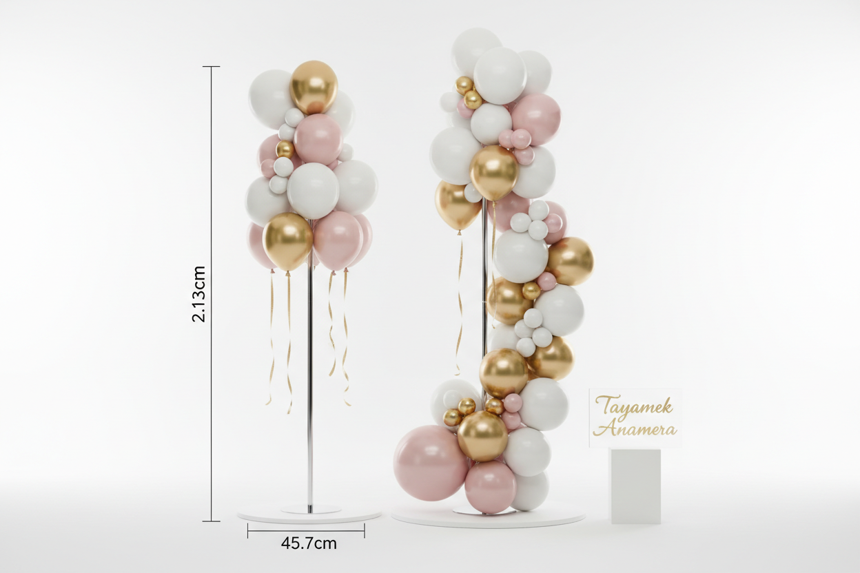 Telescoping Balloon Stand Set of 2 - 45.7cm to 2.13m Adjustable Metal Column - Rental