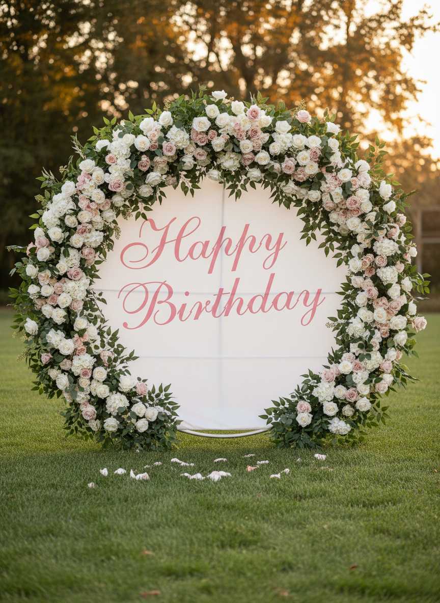 Toile Happy Birthday sur arc