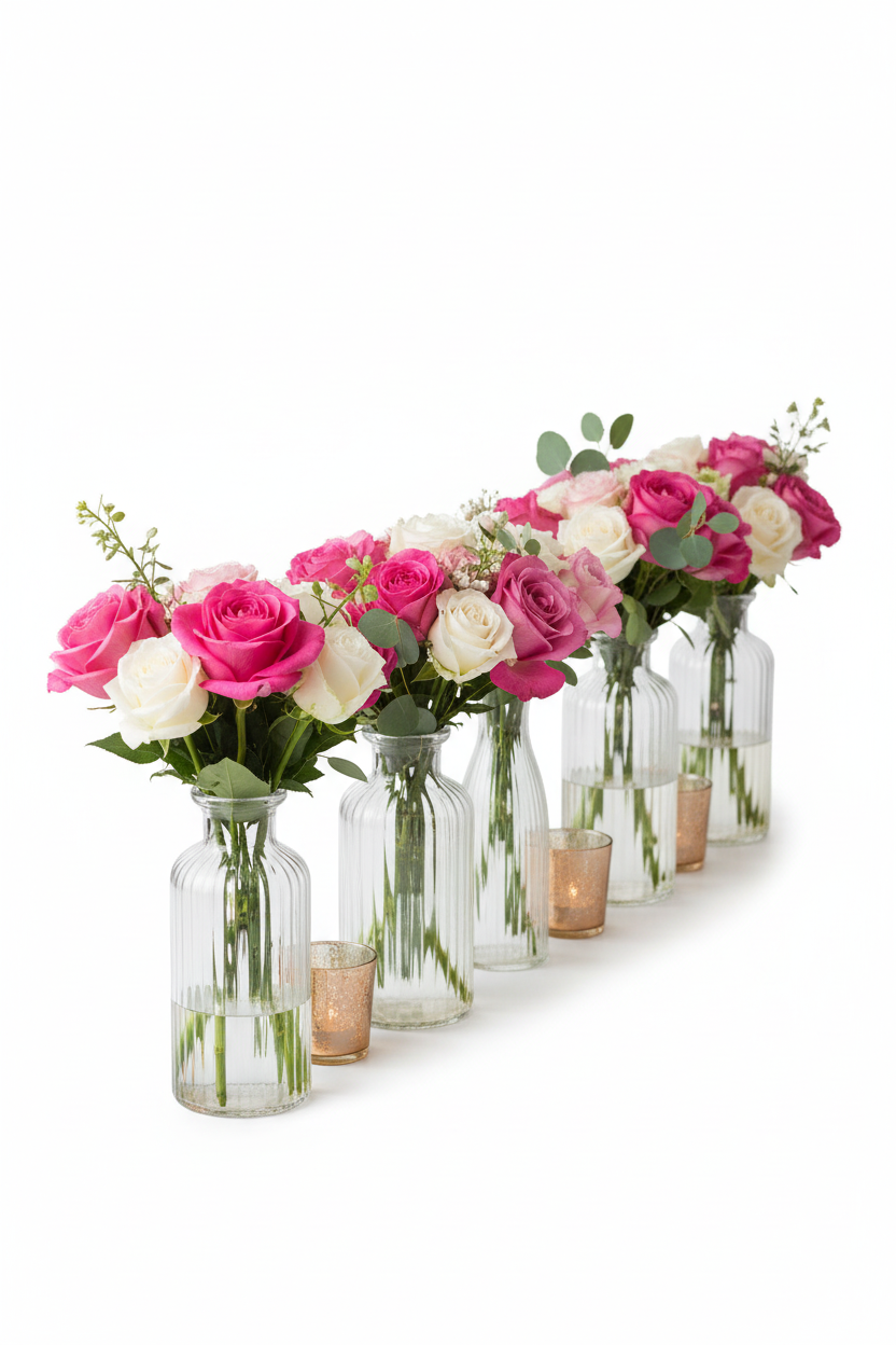 Vases striés vue de côté